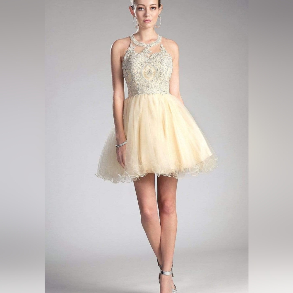 Elegant Cream Dress with Silver Embellishments